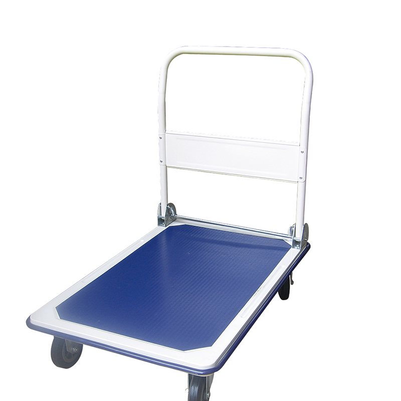 HT-619 Platform Moving Hand Truck, Foldable for Easy Storage and 360 Degree Wheels with 250 Load Capacity, Blue and White Color