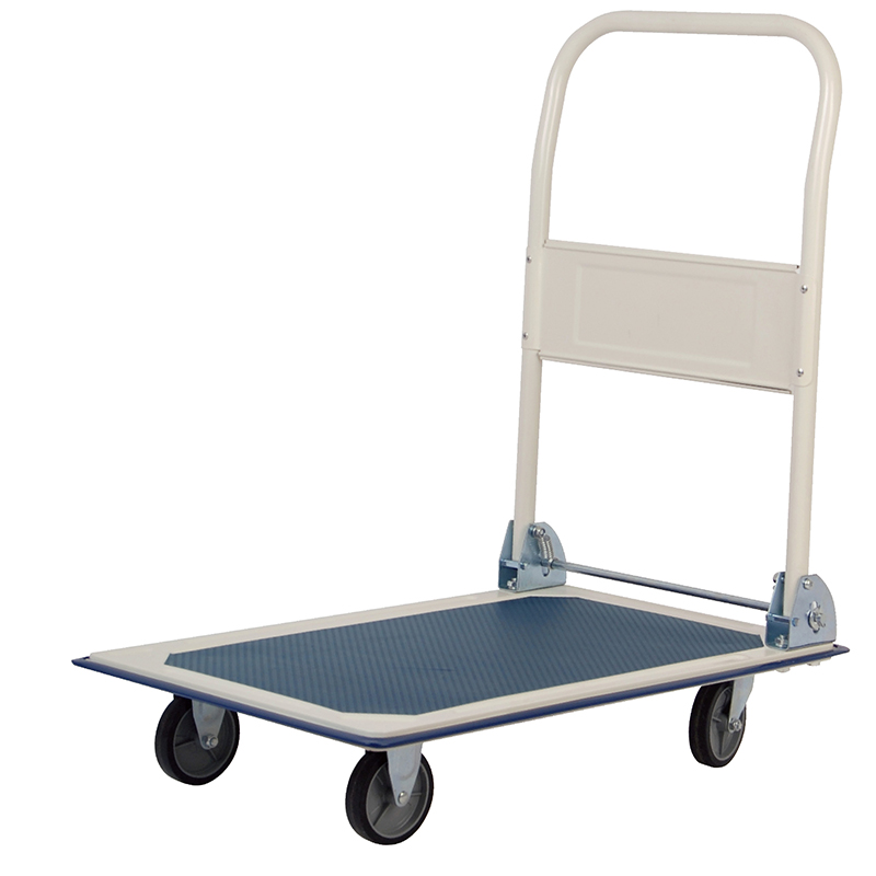 HT-614 Platform Moving Hand Truck, Foldable for Easy Storage and 360 Degree Wheels with 150 Load Capacity, Blue and White Color